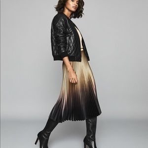 Reiss Gold Ombré Marlene Pleated midi skirt size 2